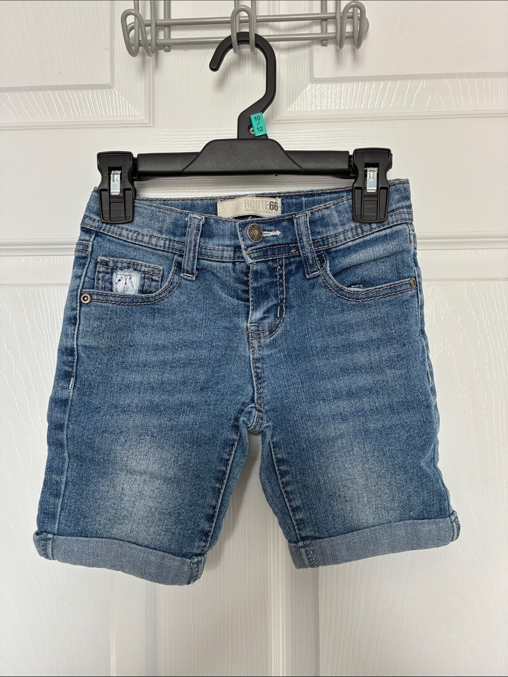 Route 66 Girls Medium Blue Denim Rolled-Cuff Shorts